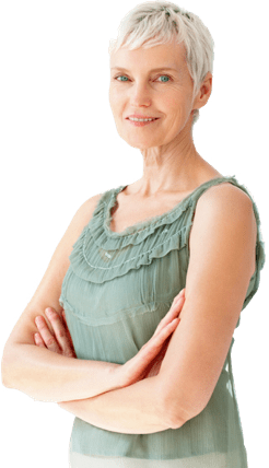 Women-in-Transition woman standing with her arms crossed